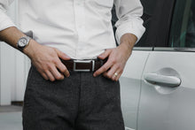 Load image into Gallery viewer, leather belt for men on interview outfit