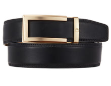 Load image into Gallery viewer, black belt men gold buckle dress