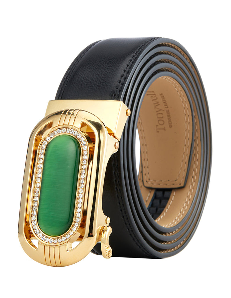 Tonywell Designer Belts for Men Gemstone Automatic Buckle