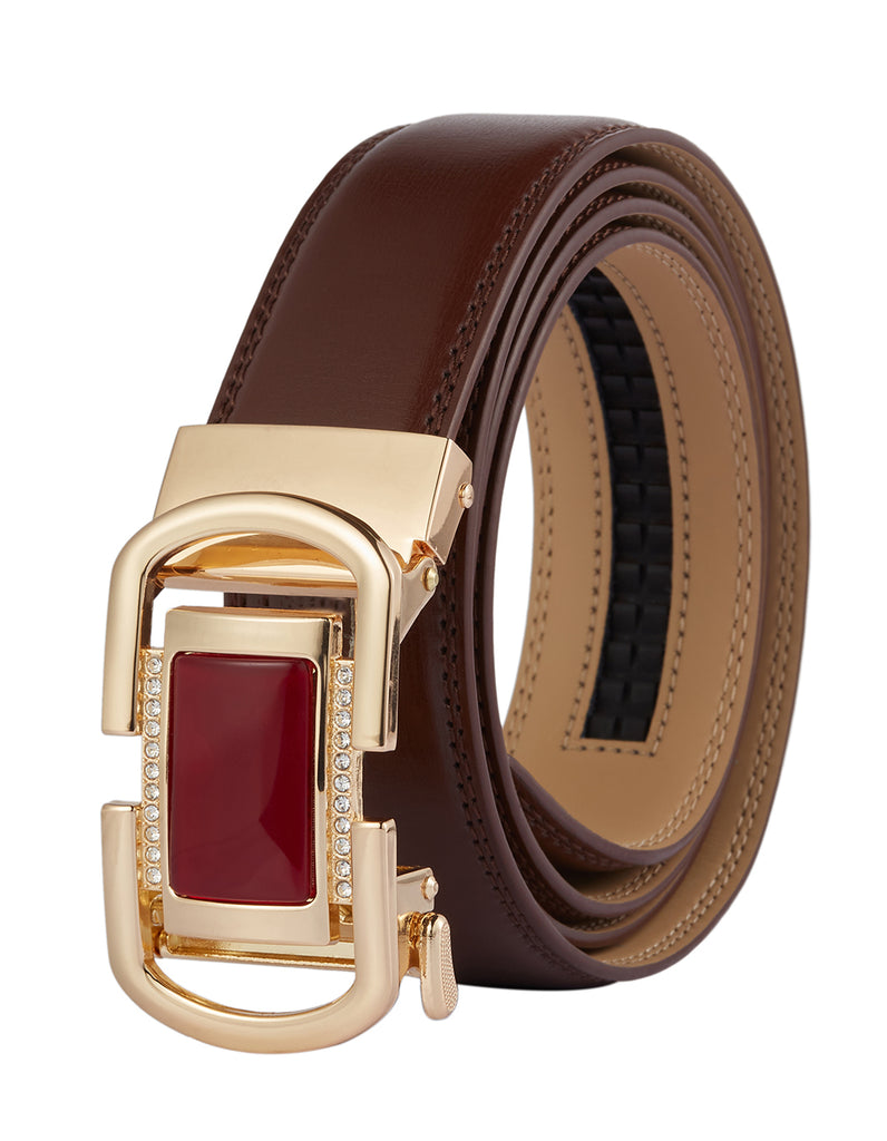 Tonywell Designer Belts for Men Gemstone Automatic Buckle