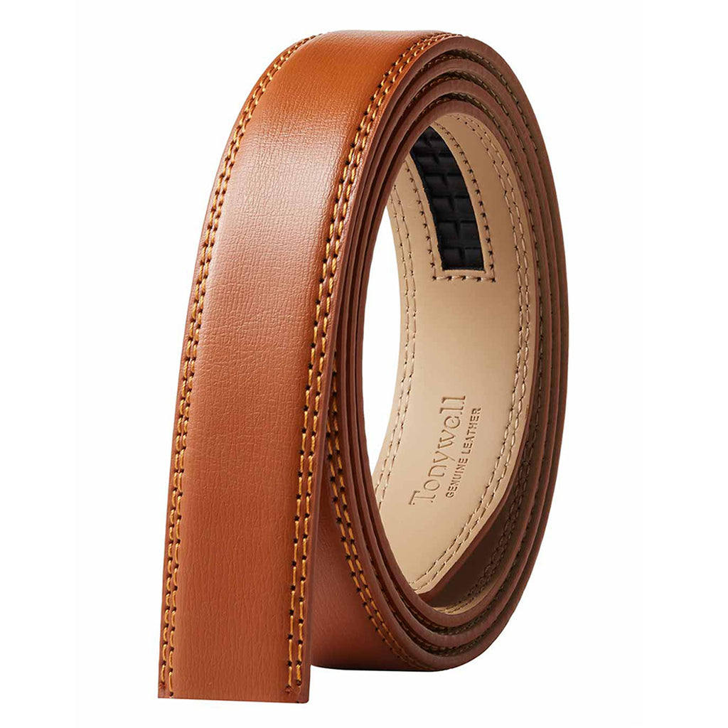 1 1/8"/30mm Light Brown Ratchet Belt Strap without Buckle