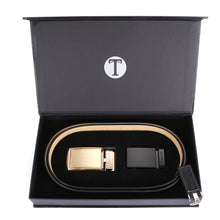 Load image into Gallery viewer, Tonywell Mens Leather Ratchet Belt 35mm Belt with Distinctive Buckle Gift Box Sets