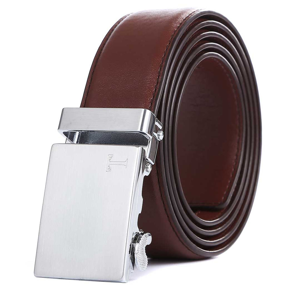 mens brown belt silver buckle