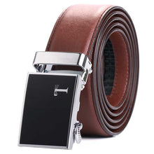 Load image into Gallery viewer, mens brown belt black buckle
