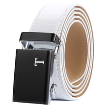 Load image into Gallery viewer, mens white belt black buckle