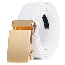 Load image into Gallery viewer, mens white belt gold buckle