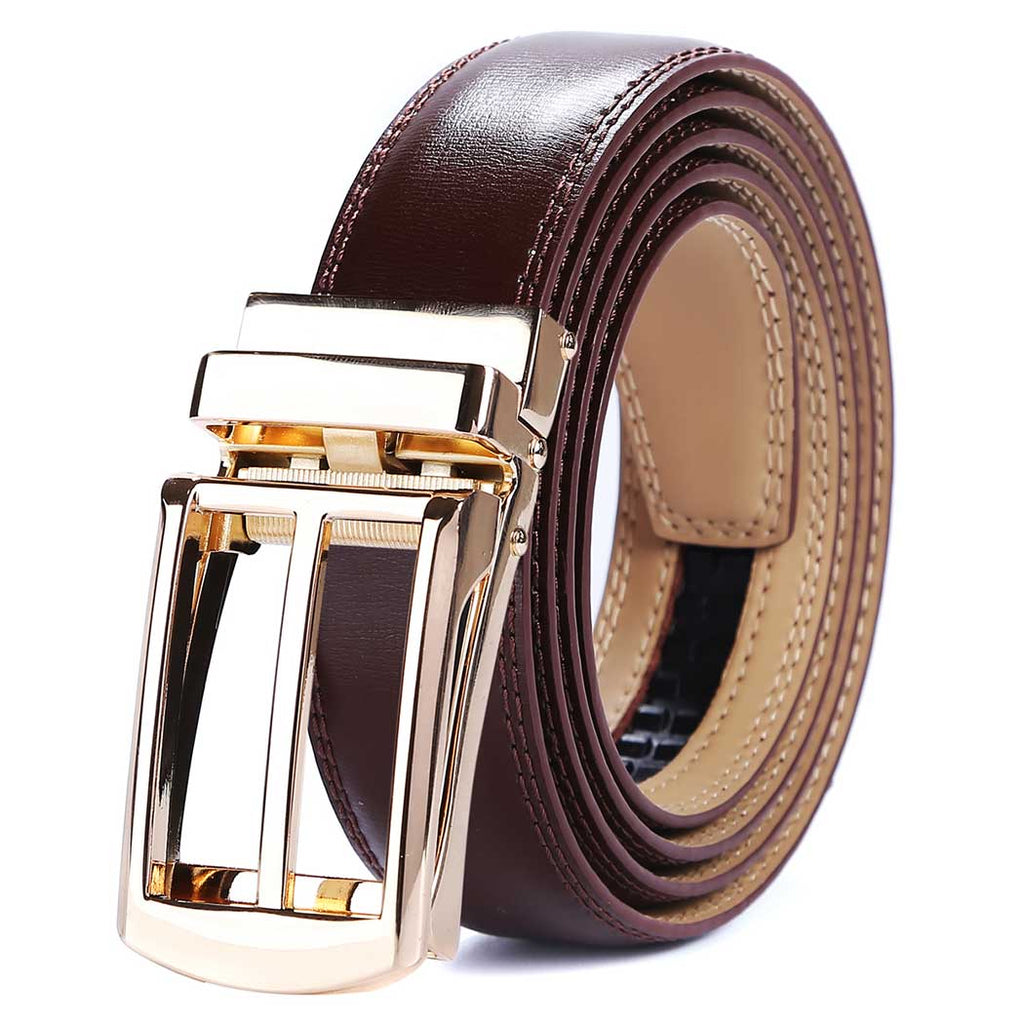brown mens belt gold buckle