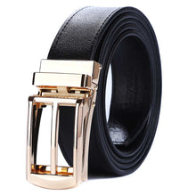Load image into Gallery viewer, mens black belt gold buckle