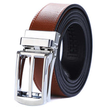 Load image into Gallery viewer, mens tan belt silver buckle