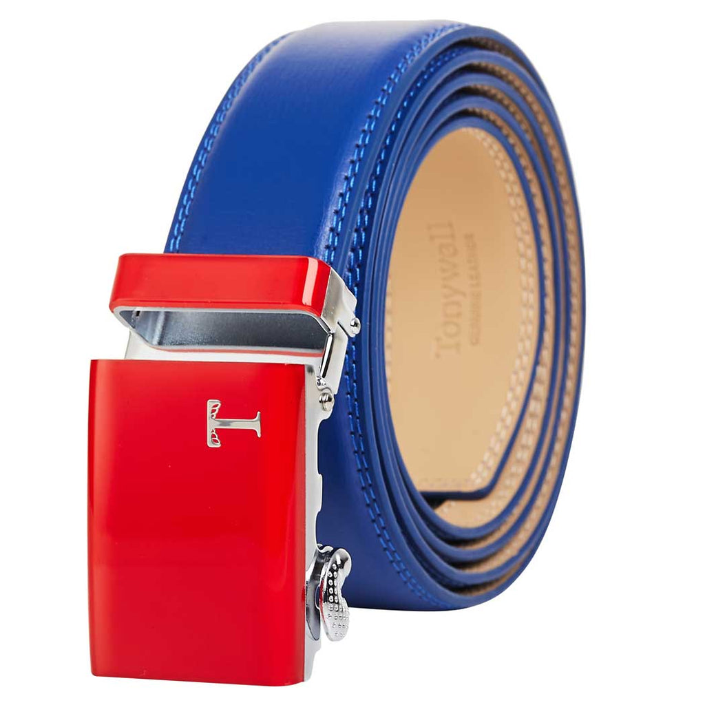 mens blue red buckle belt