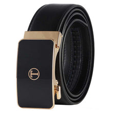 Load image into Gallery viewer, black belt men gold buckle