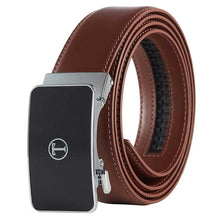 Load image into Gallery viewer, brown belt men silver buckle
