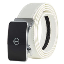 Load image into Gallery viewer, white belt men silver buckle