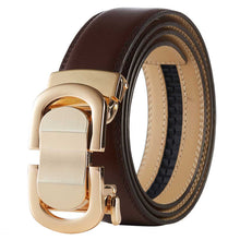 Load image into Gallery viewer, mens brown belt gold buckle