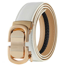 Load image into Gallery viewer, men white belt gold buckle