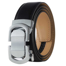 Load image into Gallery viewer, black belt for men silver buckle