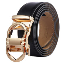 Load image into Gallery viewer, black belt gold buckle mens