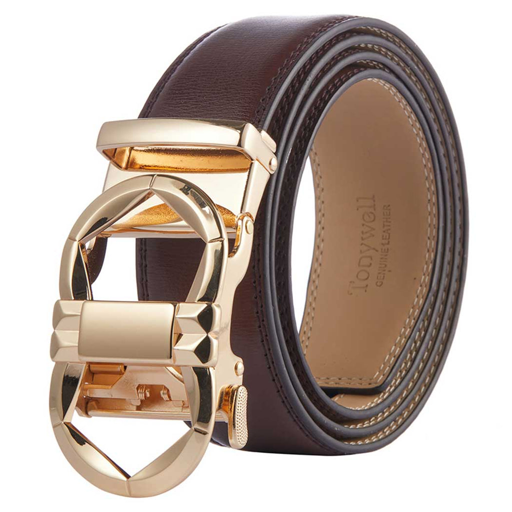 mens brown belt gold buckle
