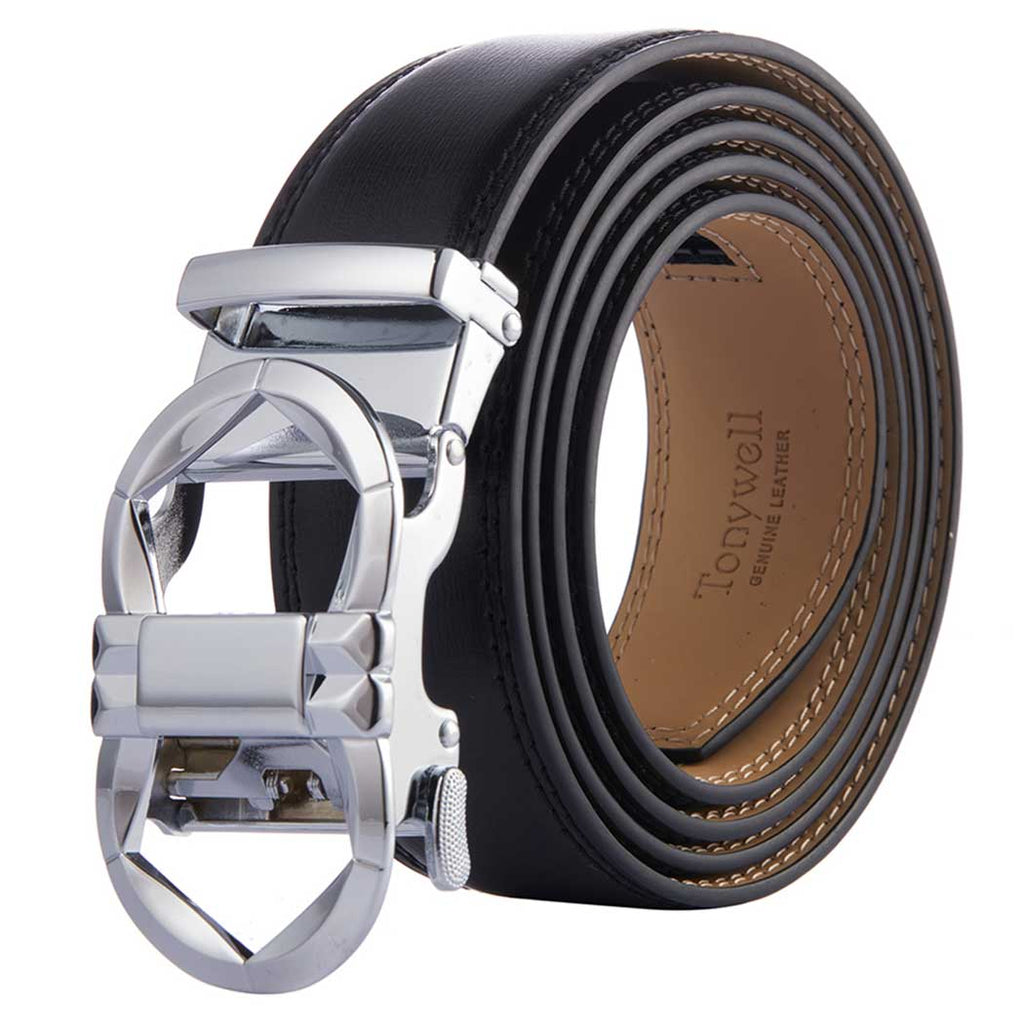 black designer belt mens silver buckle
