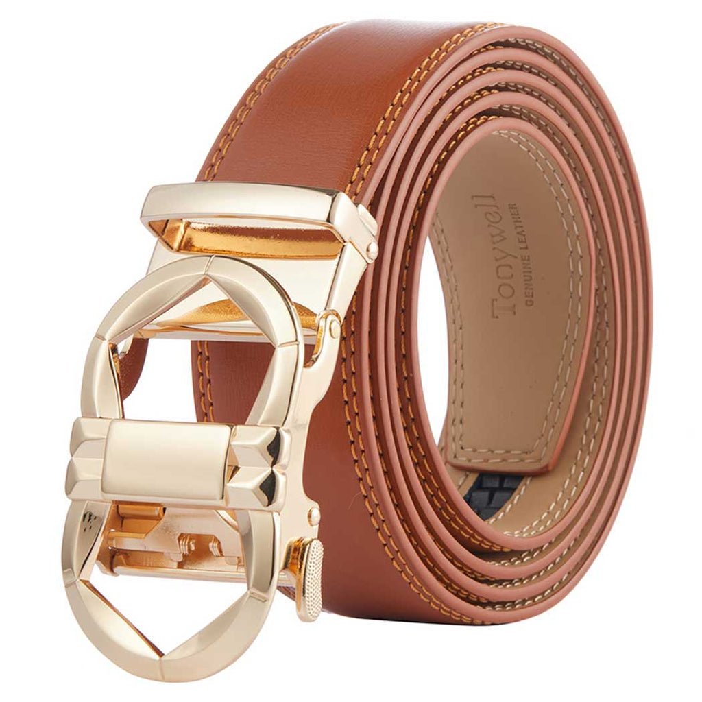 mens light brown belt gold buckle