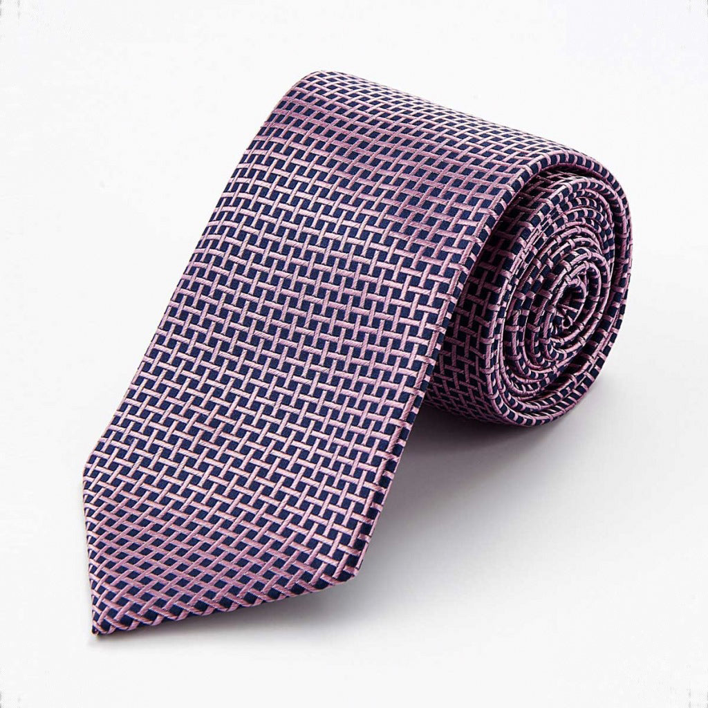 100% Silk Ties for Men 3 3/8" Classic Allover Grid Pattern Formal Necktie Gift Box