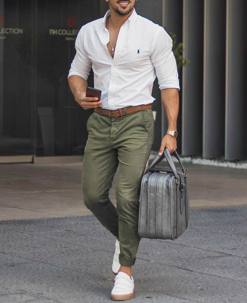 Buy HANGUP Mens Formal Wear Trouser Green online