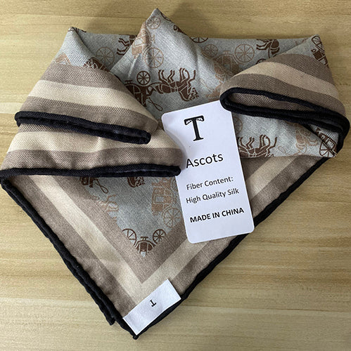 T 100% Silk Ascots -Carriage Print