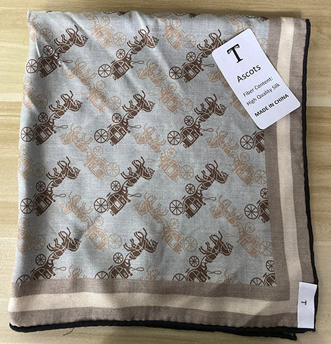 T 100% Silk Ascots -Carriage Print