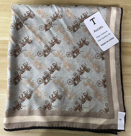 T 100% Silk Ascots -Carriage Print