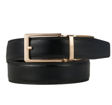 Load image into Gallery viewer, Mens Stylish Black Belt Gold Square Buckle 35mm