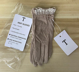 T Women's Knit Gloves Brown Striped  – Lightweight