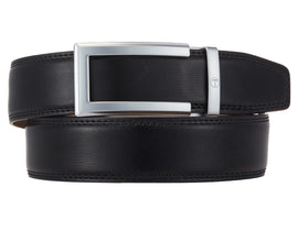 Mens Dress Belt Black Belt Silver Buckle 35mm