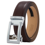 Mens Dress Belt Coffee Brown Belt Silver Buckle 35mm