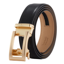 Load image into Gallery viewer, mens black belt gold buckle