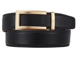 black belt men gold buckle dress