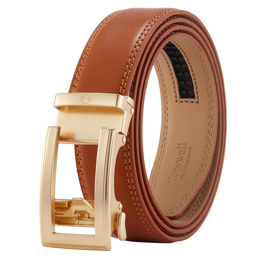 brown leather belt gold buckle