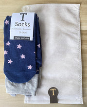 Load image into Gallery viewer, T Cute Crew Socks for Women  – Cosmic Print with Cat Ears