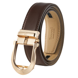 Mens Stylish Brown Belt Gold Buckle 35mm