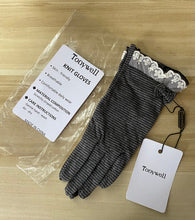 Load image into Gallery viewer, Tonywell Women’s Striped Lace-Trim Gloves