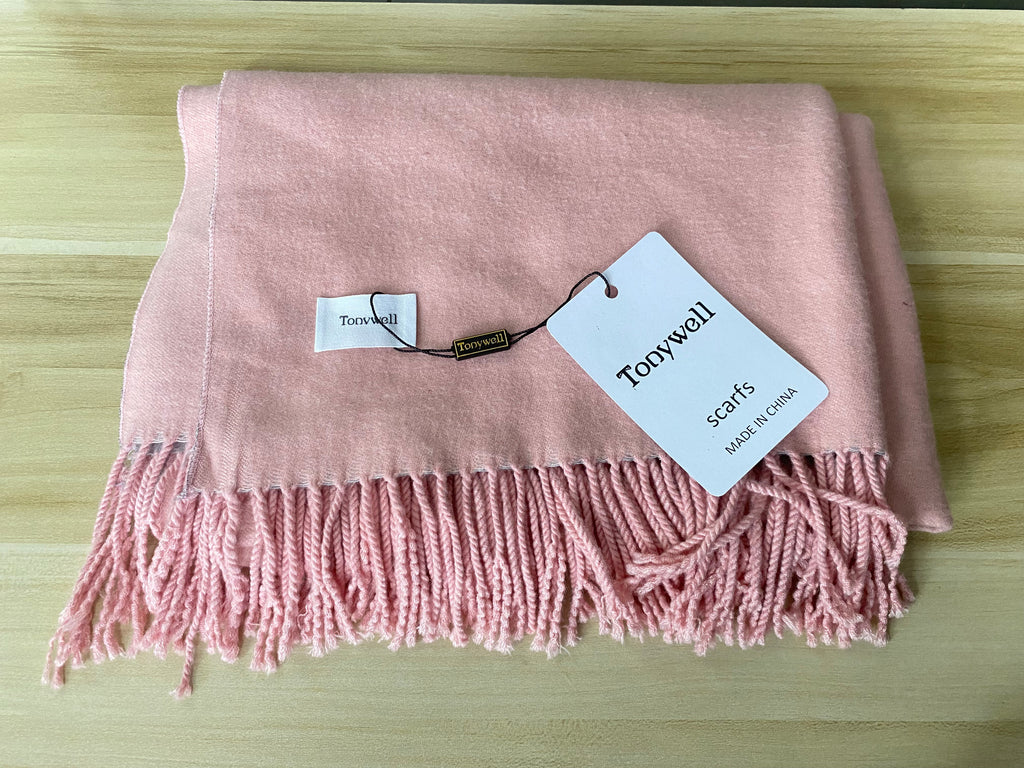 Tonywell Pink Wool Blanket Scarf