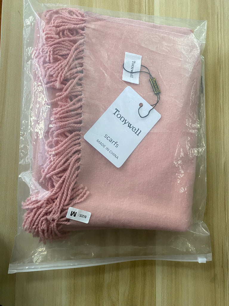 Tonywell Pink Wool Blanket Scarf
