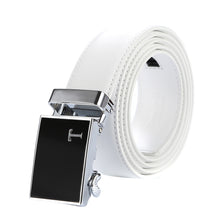 Load image into Gallery viewer, mens white belt black buckle