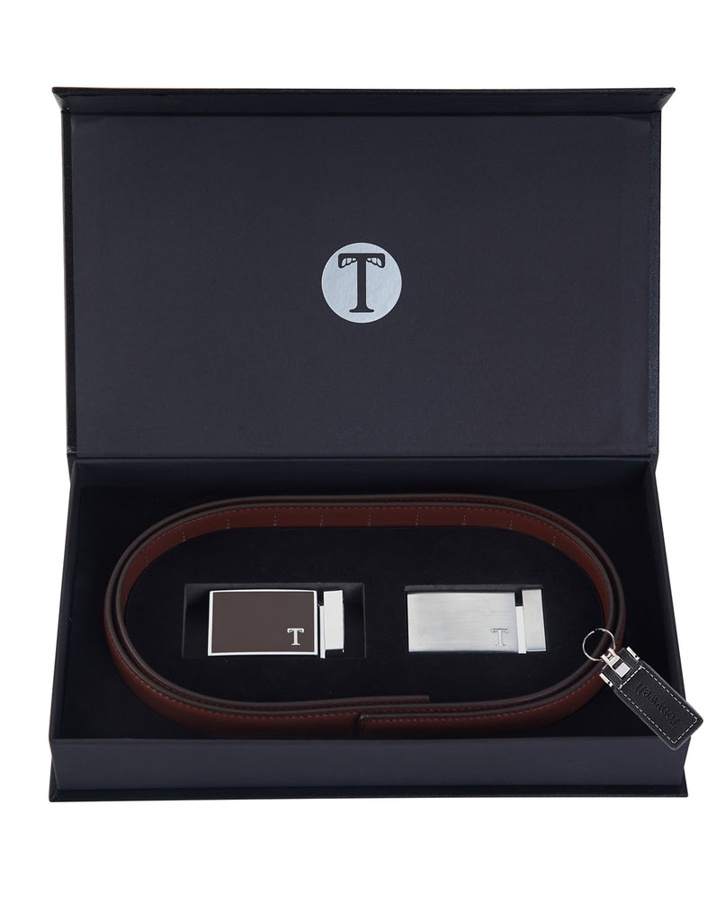 Tonywell Mens Leather Ratchet Belt 35mm Belt with Distinctive Buckle Gift Box Sets