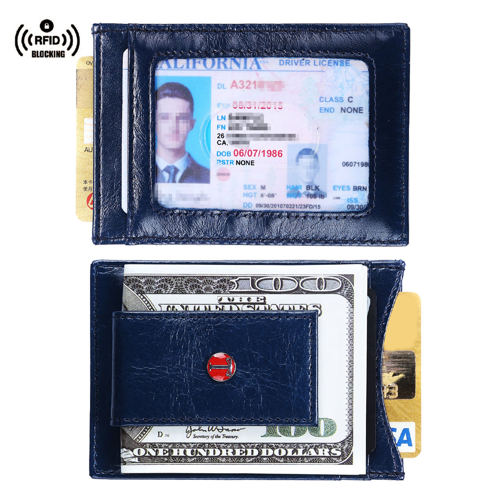 Tonywell Money Clip Wallet RFID Blocking Card Holder ID Window Strong Magnet Thin Leather Wallet for Men