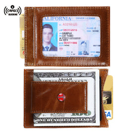Tonywell Money Clip Wallet RFID Blocking Card Holder ID Window Strong Magnet Thin Leather Wallet for Men