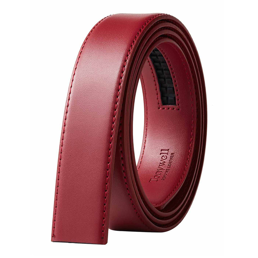 Genuine Leather Dress Belt Strap 1-3/8"(35mm) - Red