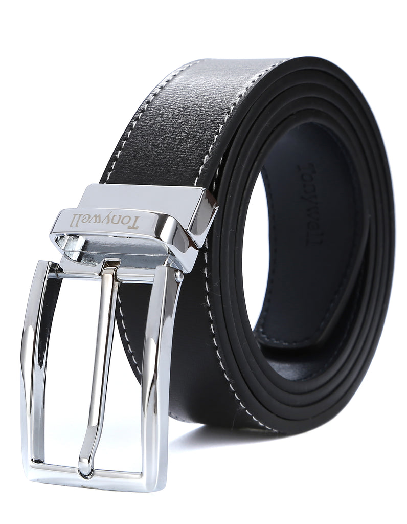 Tonywell Mens Reversible Belt 1 3/8 wide Removable Rotated Buckle