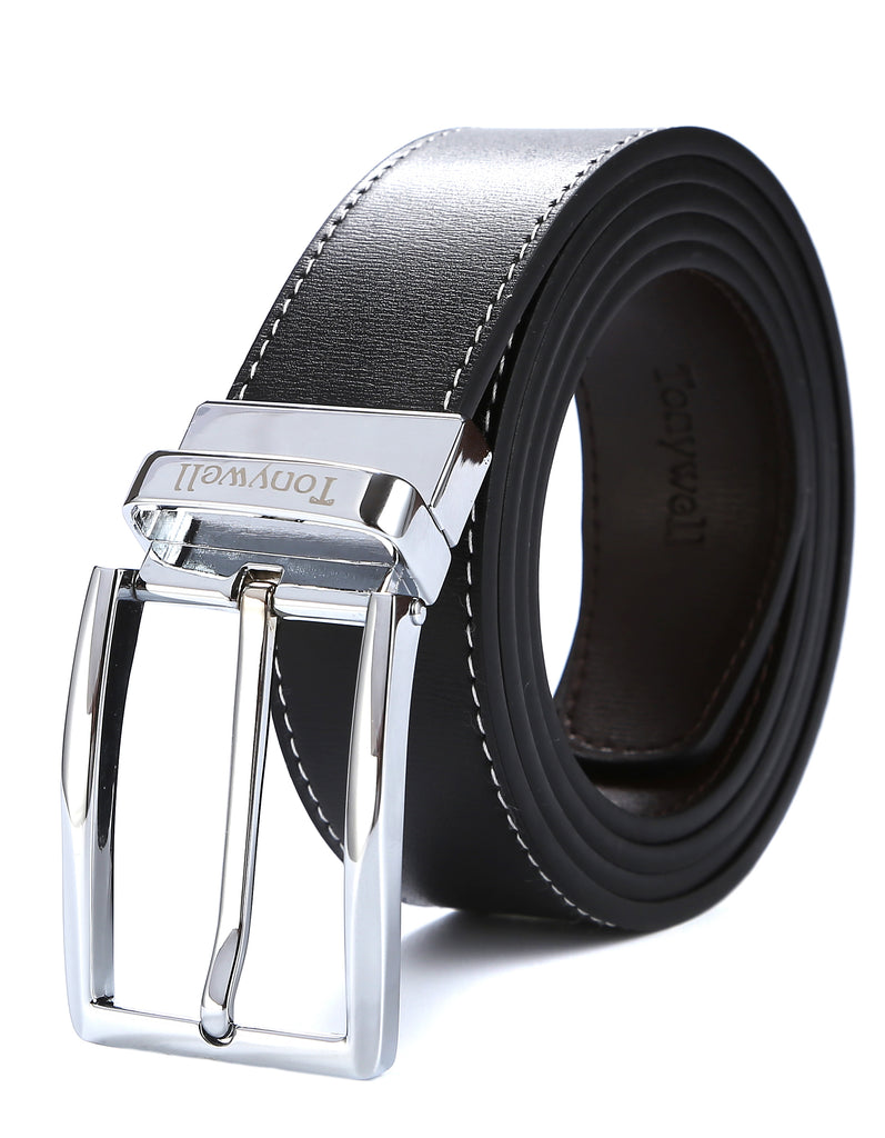 Tonywell Mens Reversible Belt 1 3/8 wide Removable Rotated Buckle