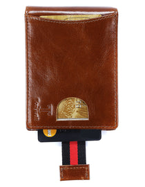 Tonywell Mens Front Pocket Wallet RFID Blocking Bifold Slim Genuine Leather Wallet for Men Money Clip with smart pull-strap