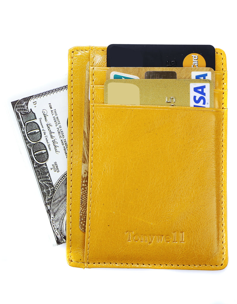 Tonywell Credit Card Holder RFID Blocking Security Minimalist Front Pocket Wallet